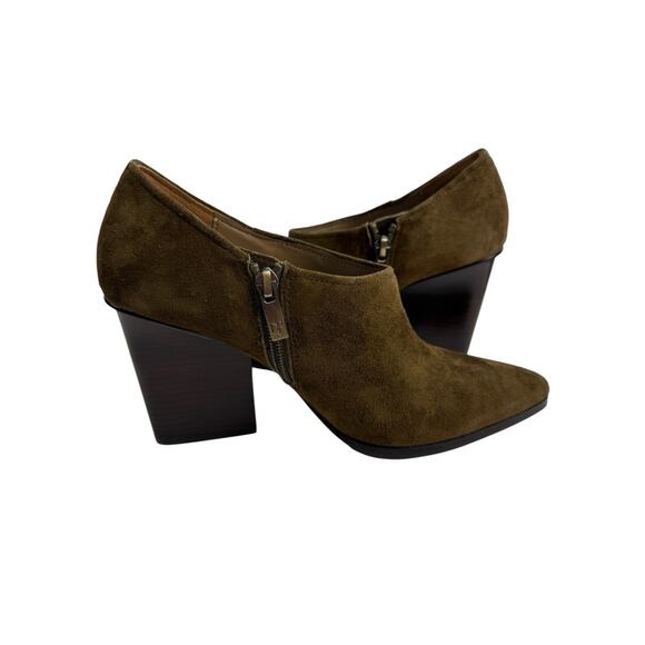 Donald J Pliner Khaki Green Suede Verie Pointed Toe Ankle Boots Booties 7.5 New - Picture 2 of 16